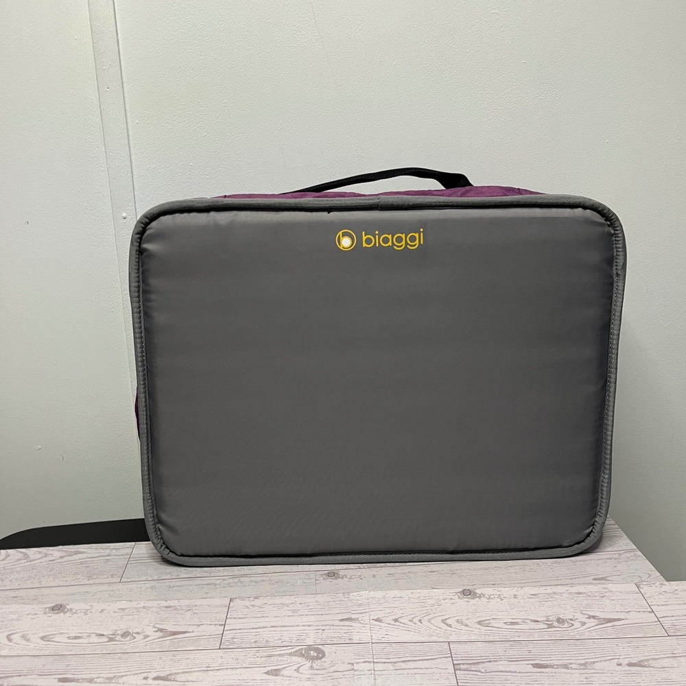 Biaggi Foldable Rolling Duffel Bag Purple Grey Collapsible Travel Luggage
